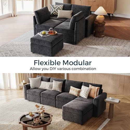 LINSY HOME Modular U Shaped Sectional Sofa with Storage, Blue M8981