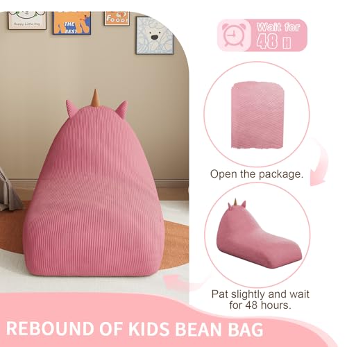 COMAX Unicorn Bean Bag Chair for Kids with Filler, Pink H562644