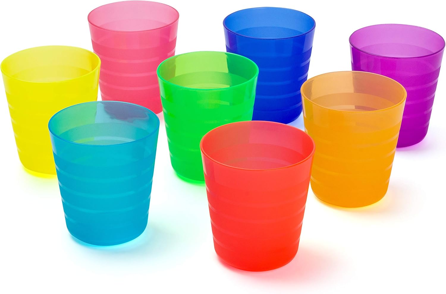 Rainbow Plastic Dinnerware Set for 8 Kids Plates Bowls Cups Reusable BPA Free F372533