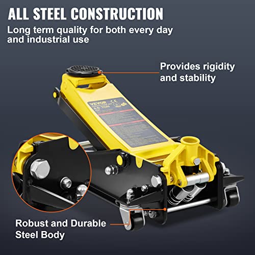 VEVOR 4 Ton Low Profile Steel Racing Floor Jack with Dual Pistons P580979