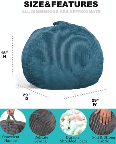 Faux Fur Bean Bag Chair for Adults with Filling, Blue J1419