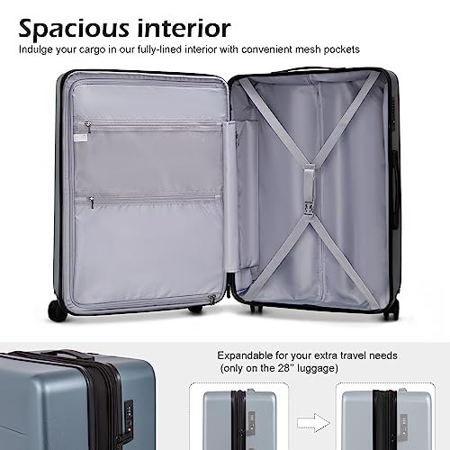 Coolife Luggage Carry On Spinner Trolley with Pocket, Night Navy 20in R726
