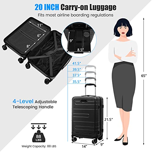 Goplus Carry On Luggage 20 Inch Hardside Suitcase with USB Charging Port I548338
