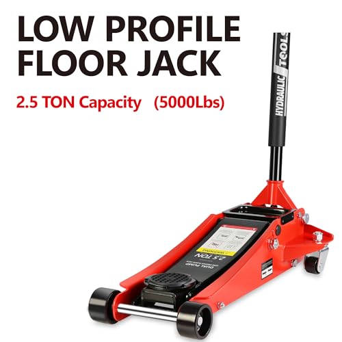 Pvillez Floor Jack, Heavy Duty Hydraulic Low Profile Steel Racing Jack, 2 Ton Capacity Blue H10635