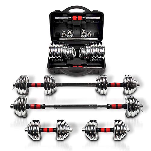 Adjustable Dumbbell Set Home Gym Cast Iron Barbell Sets with Carry Box 44lbs 66lbs 110lbs Office Bedroom Workout Dumbbells for Men and Women