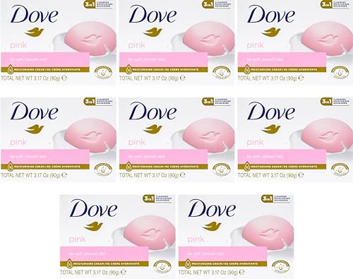 Dove Beauty Bar Soap Bulk Pack of 8 Bars with Loofah Sponge Pad, Shea Butter B145