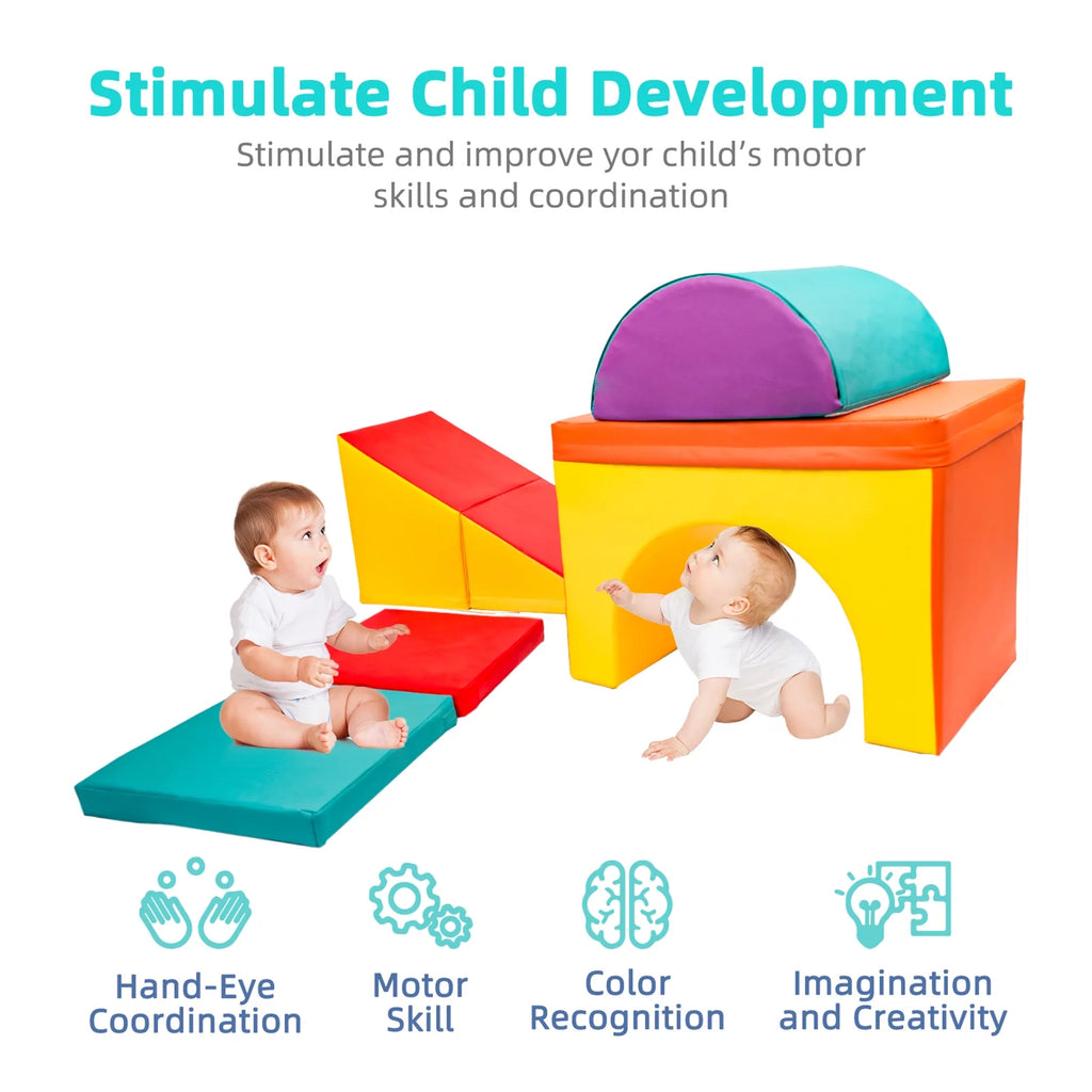 KORIMEFA 5 PCS Kids Climbing Toys for Toddlers 1-3, Soft Foam Blocks Indoor Playset U246