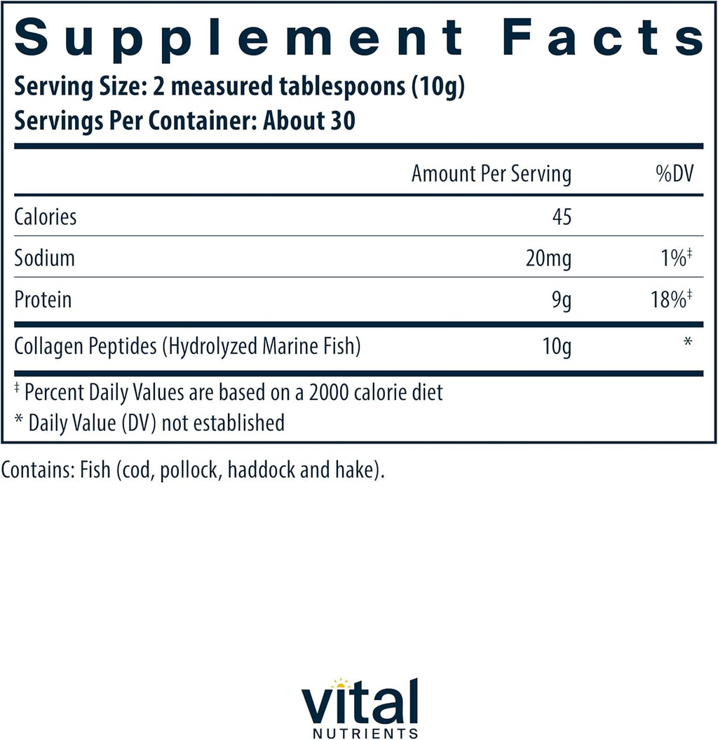 Vital Nutrients Marine Collagen Powder Unflavored, Type I & III, 60 Capsules W9604