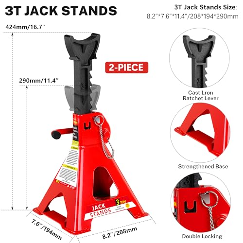 Pvillez Floor Jack, Heavy Duty Hydraulic Low Profile Steel Racing Jack, 2 Ton Capacity Blue H10635