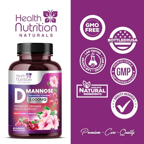 D-Mannose & Cranberry Extract 1350mg, Urinary Tract Health Support, Non-GMO, Vegan - 120 Capsules D9170