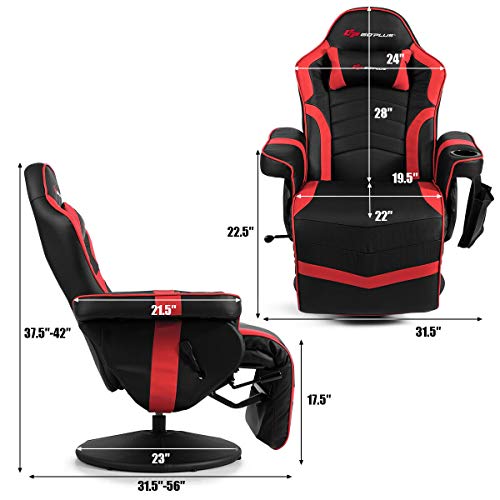 Goplus Massage Gaming Chair, Racing Recliner with Footrest, PU Leather N121