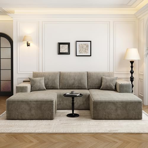 Cloud Modular Sectional Sofa with Ottoman, U Shaped, Black M332378