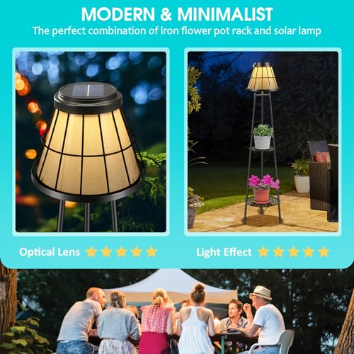 2 Pack Solar Lights Outdoor with Plant Stands - Metal Tripod Patio Decor M835880