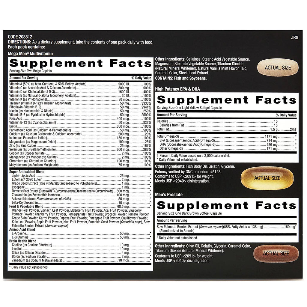 GNC Mega Men Performance & Vitality Vitapak S305503