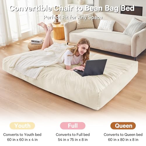 Giant Bean Bag Chair for Adults Convertible Bed with Microfiber Cover Charcoal G62613