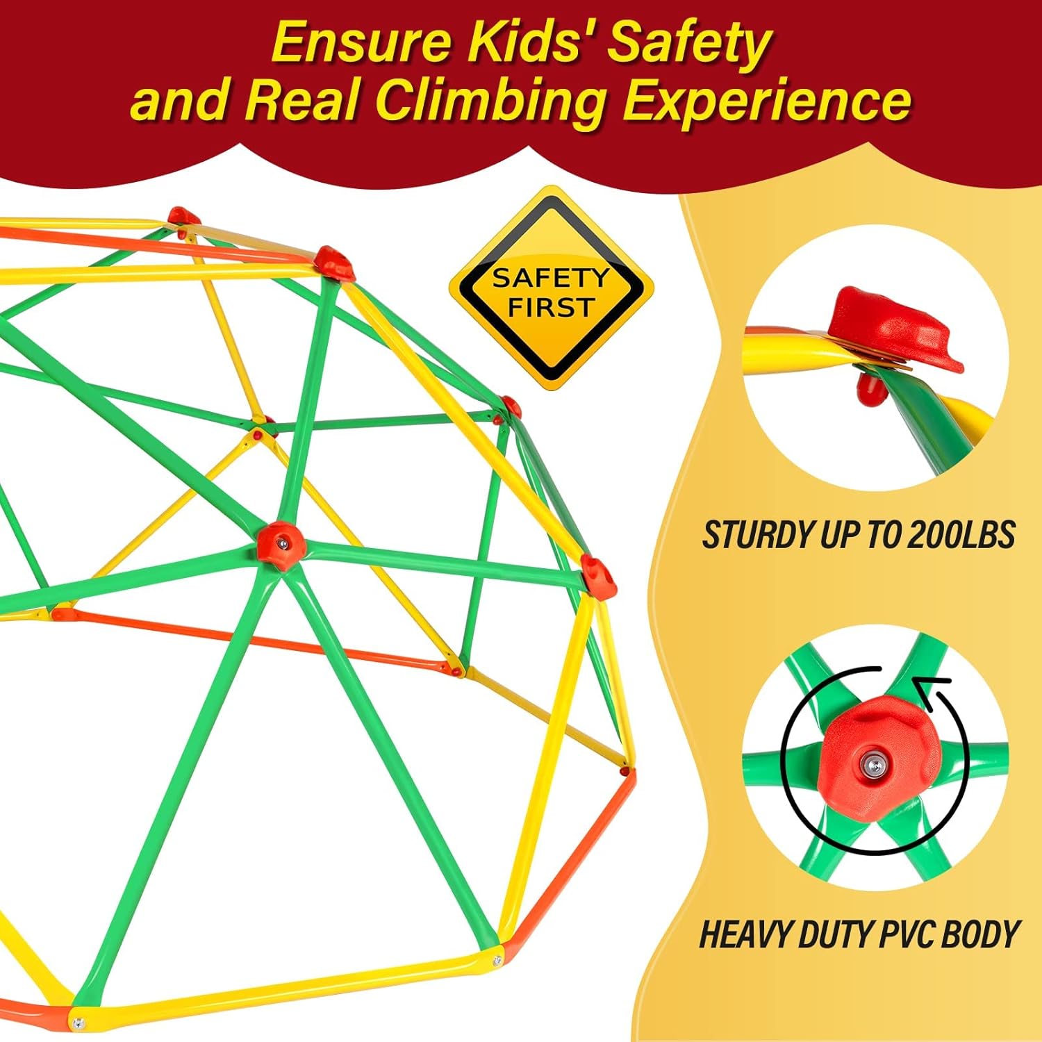6FT Geometric Dome Climber for Kids Outdoor Jungle Gym Monkey Bars P835080