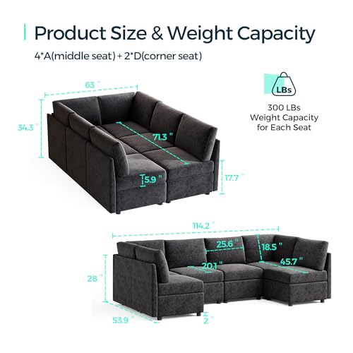 LINSY HOME Modular U Shaped Sectional Sofa with Storage, Blue M8981