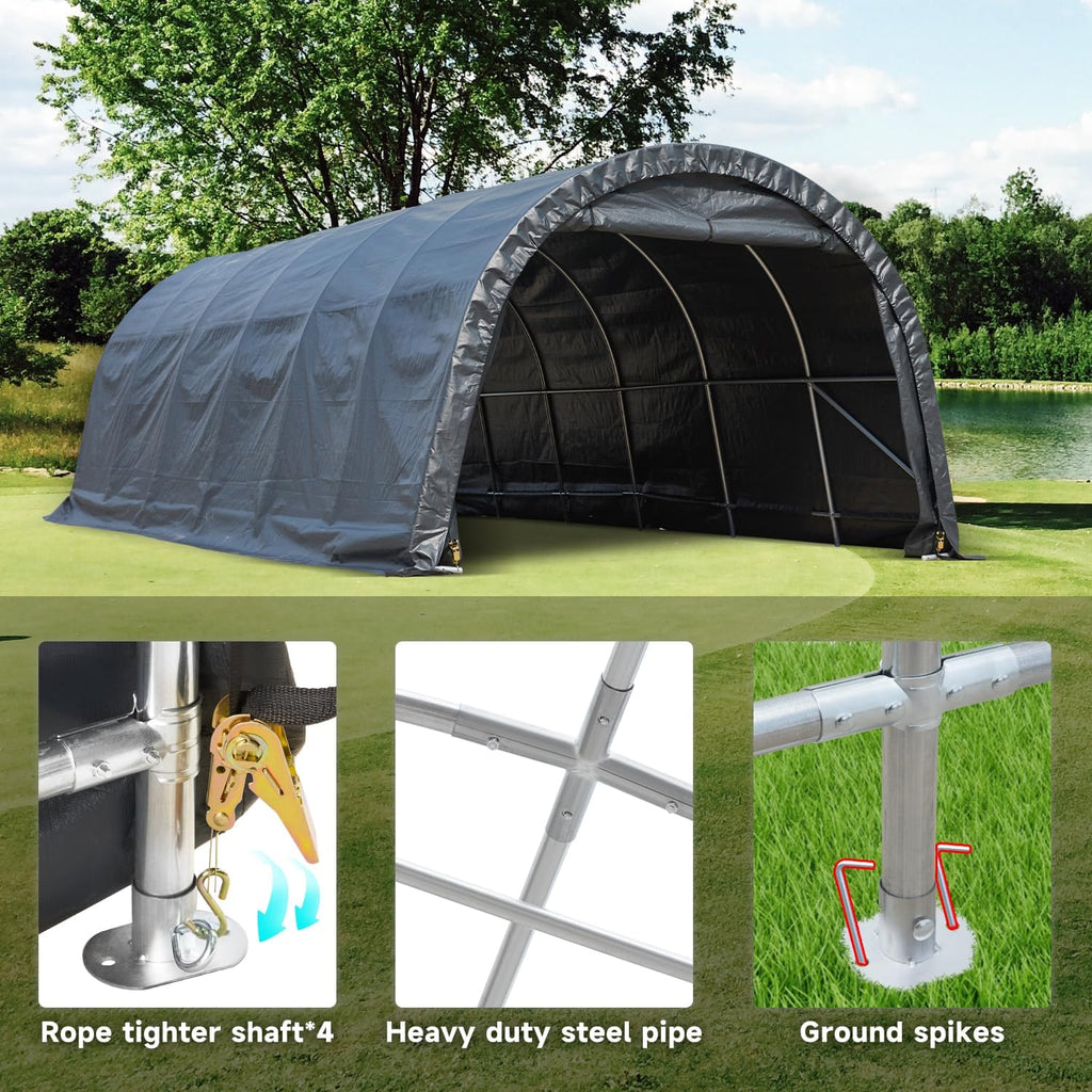 MELLCOM 12 x 24 FT Heavy Duty Carport, Portable Garage with All-Steel Frame O774