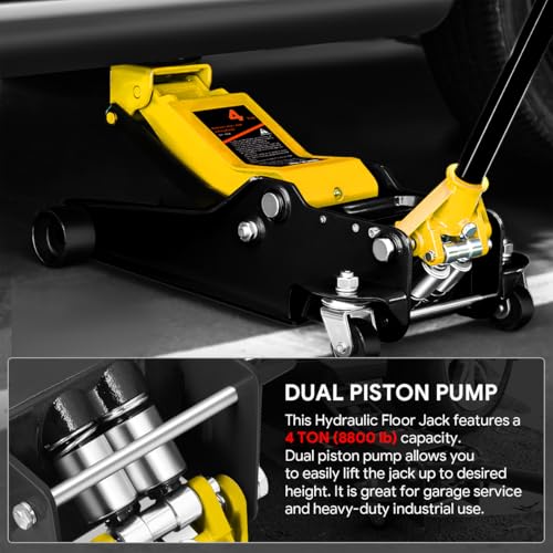 DNA MOTORING Floor Jack 3 Ton Low Profile Heavy Duty Hydraulic Car Jack, Black T11604