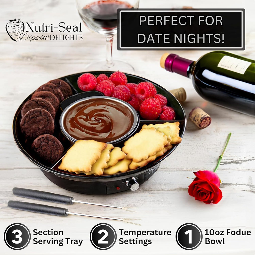Dippin' Delights Premium Electric Fondue Pot Set with 4 Forks Q3015