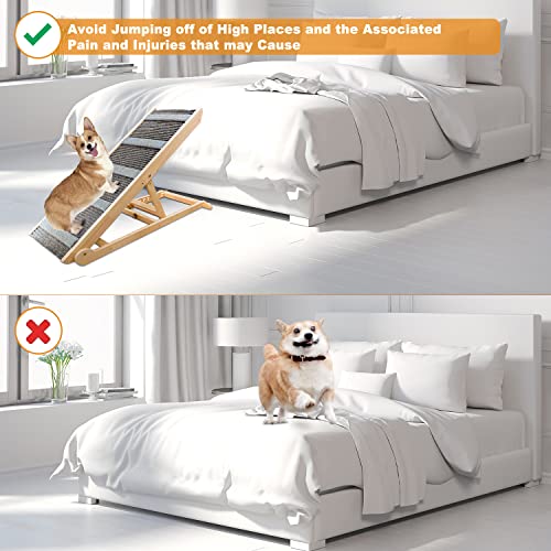 Adjustable Wooden Dog Ramp for Bed, Couch, Car, 200Lbs Capacity W9361