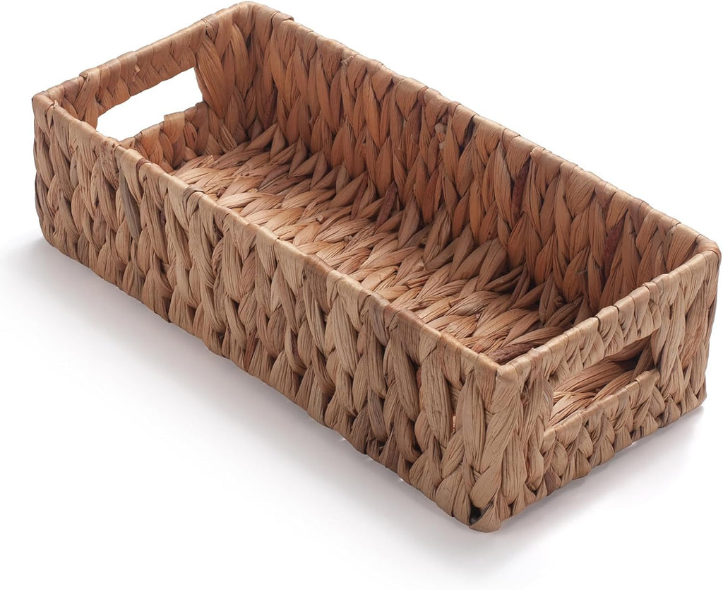 Water Hyacinth Wicker Toilet Paper Basket with Handles for Bathroom Storage D137
