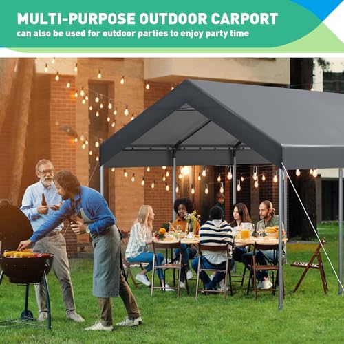 10x20FT Heavy Duty Carport Car Canopy Portable Garage Gray R1808