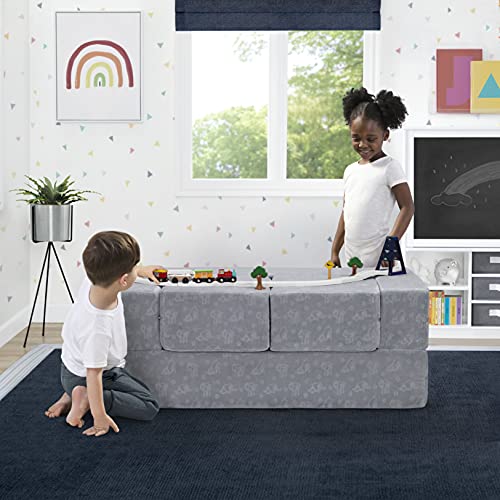Delta Children Serta Perfect Sleeper Convertible Sofa & Play Set with 2 Ottomans, Grey O22117