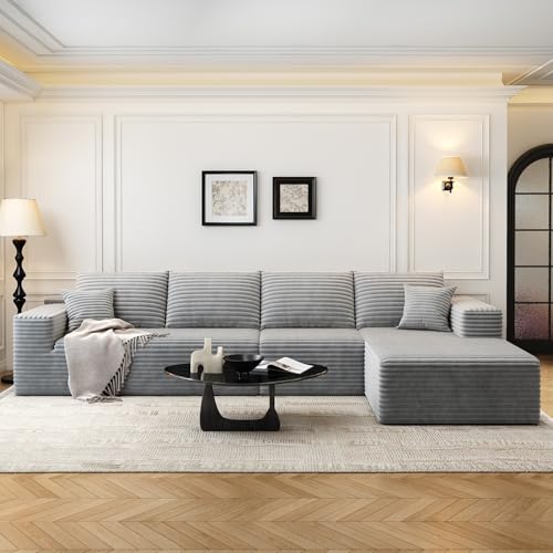 Cloud Modular Sectional Sofa with Ottoman, U Shaped, Black M332378