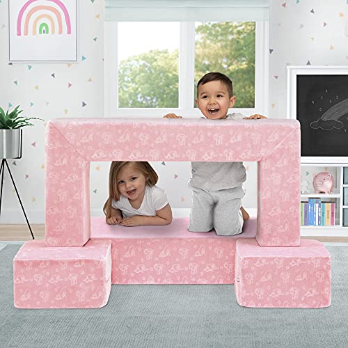 Delta Children Serta Perfect Sleeper Convertible Sofa & Play Set with 2 Ottomans, Grey O22117