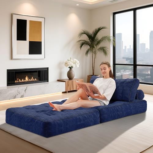 HABUTWAY Folding Sofa Bed Convertible Sleeper Chair with Dual-Pillow, Black D26880