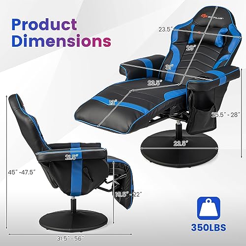 Goplus Massage Gaming Chair, Racing Recliner with Footrest, PU Leather N121