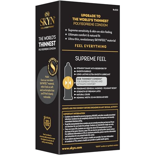 SKYN Supreme Feel Non-Latex Condoms, 10 Count, Ultra-Thin & Pre-Lubricated X4518