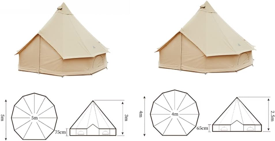 Canvas Bell Tent with Stove Jack, 4 Season Waterproof Glamping Tent for Family Camping X26483