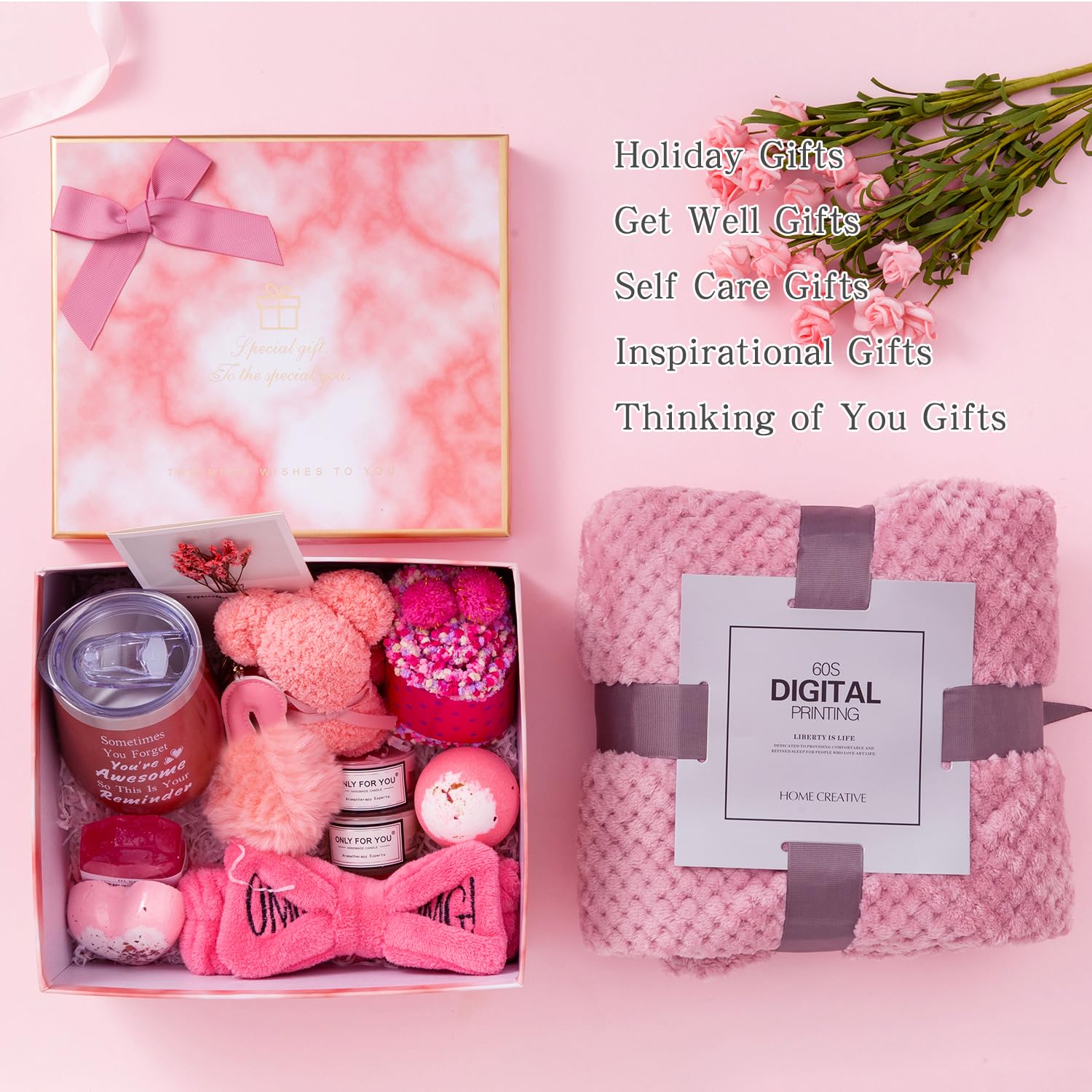 Pink Gift Box for Women Self Care Birthday Care Package D35382