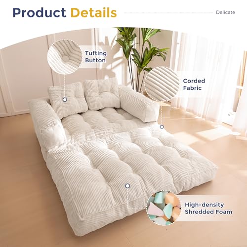 MAXYOYO Folding Sofa Bed L-Shaped Convertible Sleeper Couch with Pillow, Dark Grey X9070