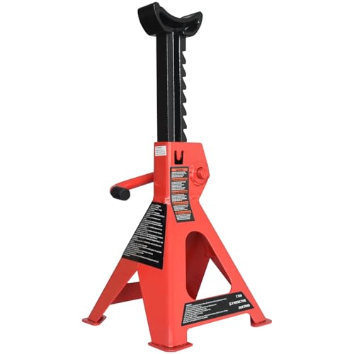 Amazon Basics Steel Jack Auto Stands 6,000 lb Capacity, 1 Pair, Black and Red U382