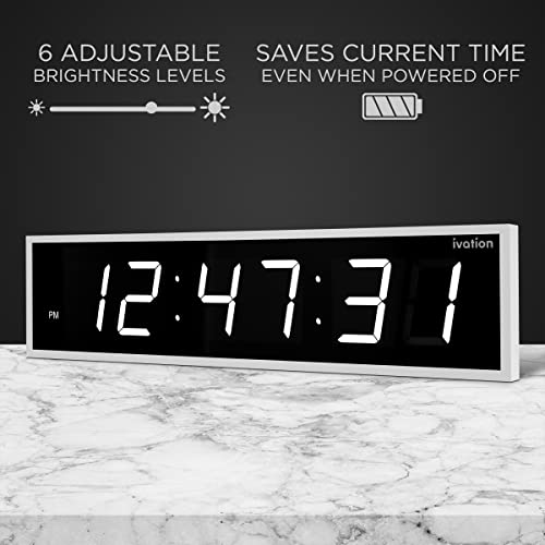 Ivation 24" Digital LED Clock with Alarm & Countdown Timer - Wall or Shelf Mount (Blue) S211508