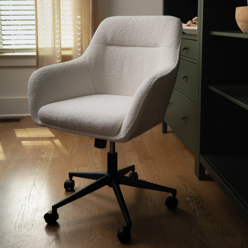 Martha Stewart Rayna Upholstered Office Chair, White/Oil Rubbed Bronze Q2991