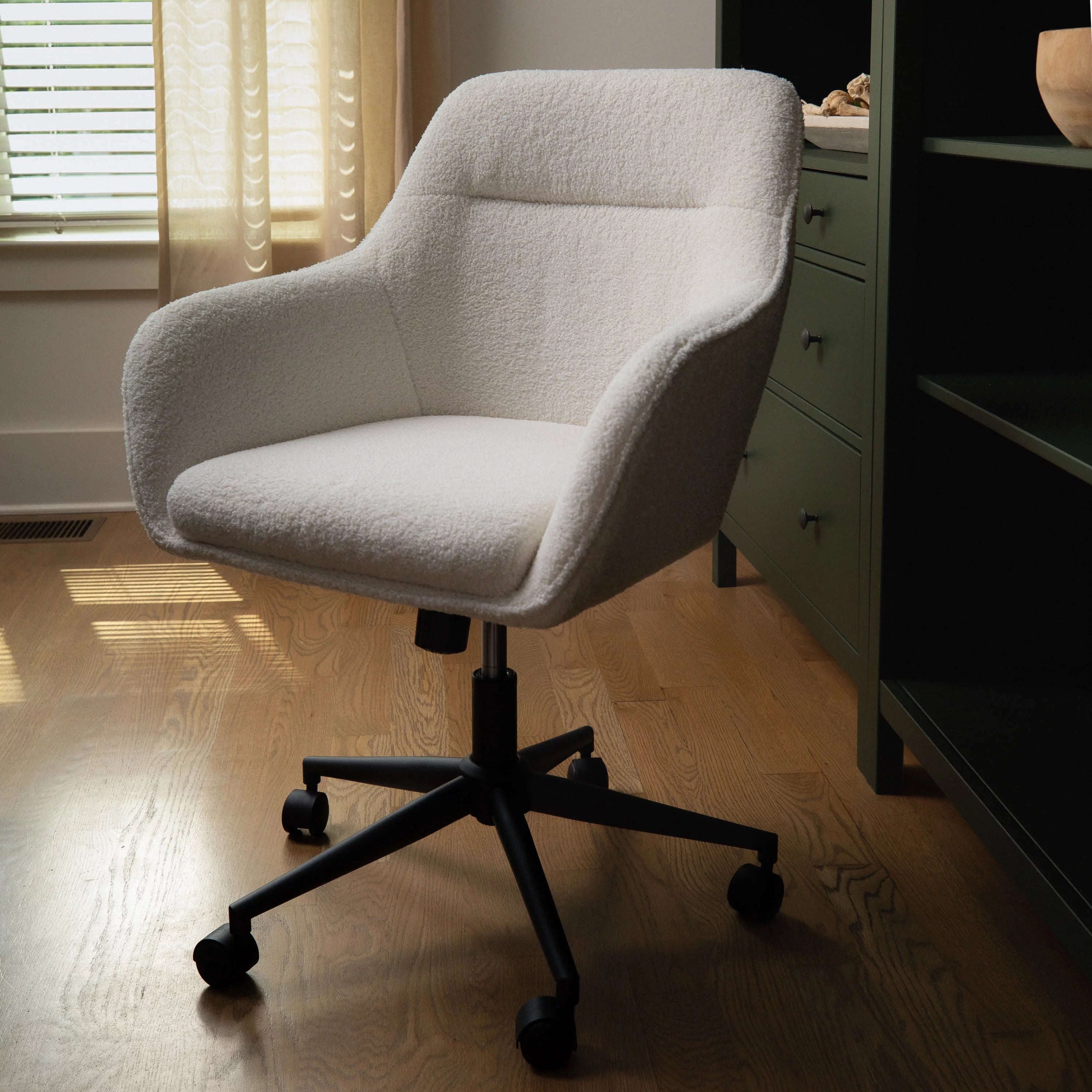 Martha Stewart Rayna Upholstered Office Chair, White/Oil Rubbed Bronze Q2991