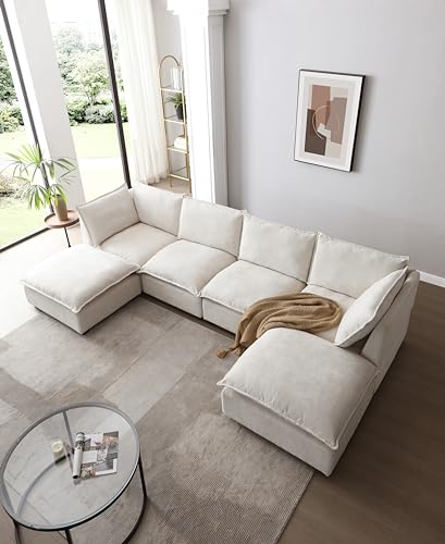 Oversized Modular Sectional Sofa with Movable Ottoman E909