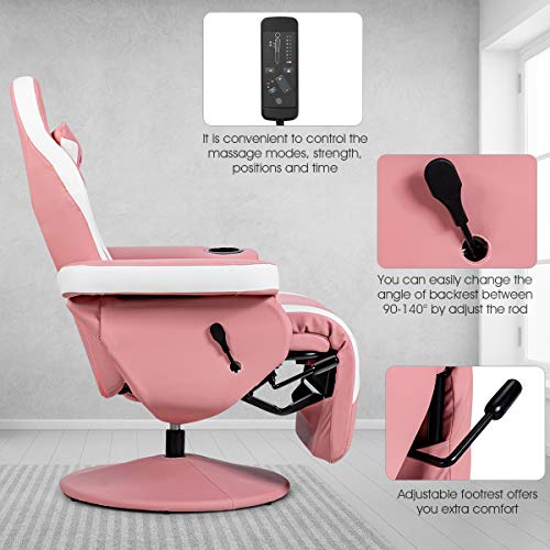 Goplus Massage Gaming Chair, Racing Recliner with Footrest, PU Leather N121