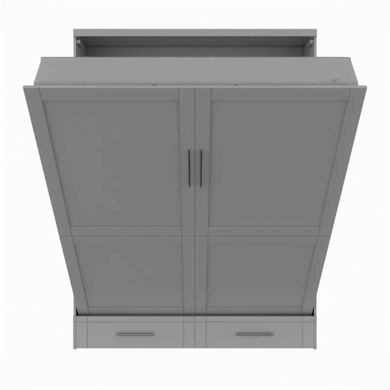 Queen Size Gray Murphy Wall Bed Solid Wood, No Box Spring Needed E498951