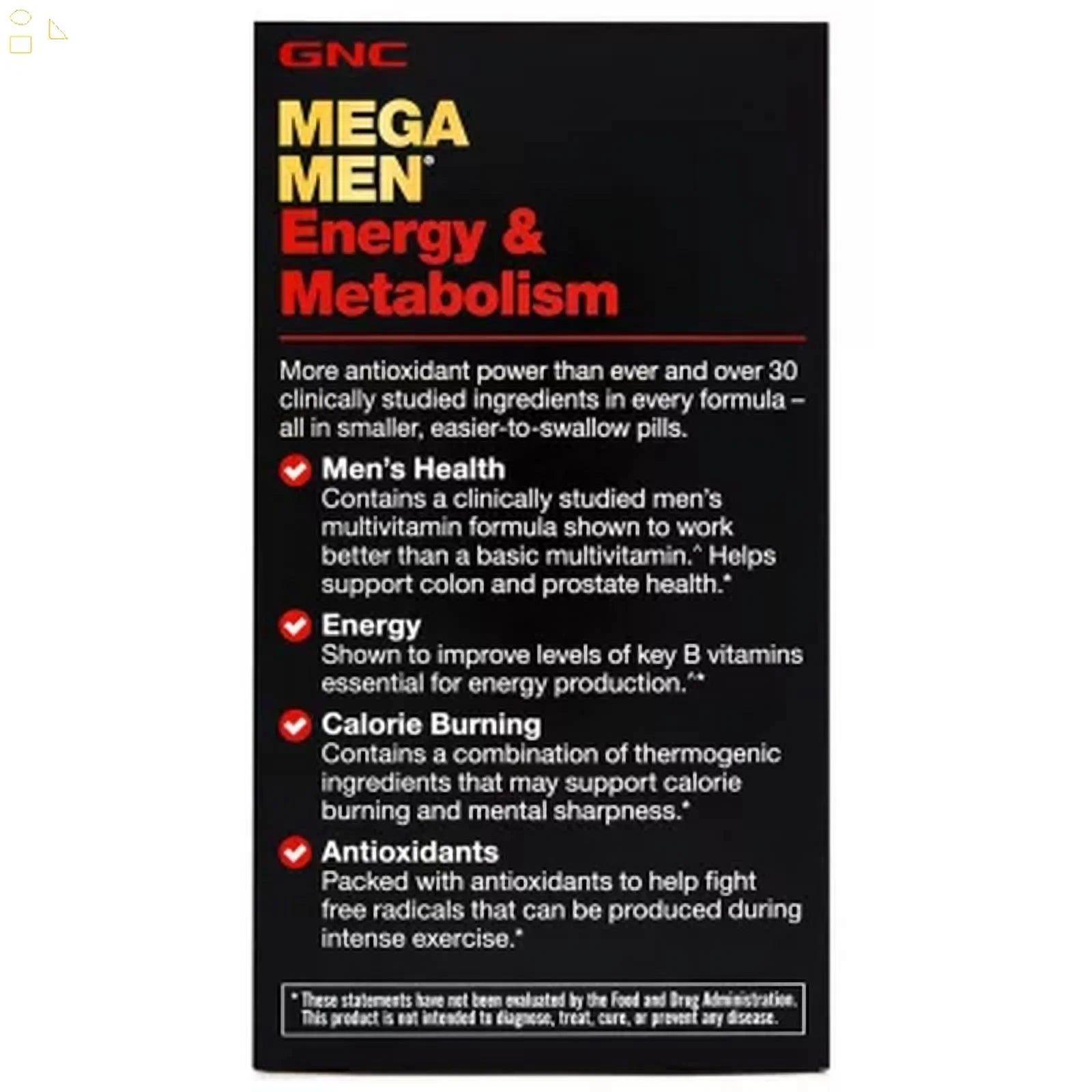 GNC Mega Men Energy & Metabolism Multivitamins 180 Ct. Q589557