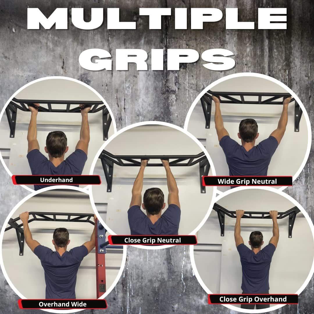 Gronk Fitness Wall Mounted Pull Up Bar Multi Grip I3835