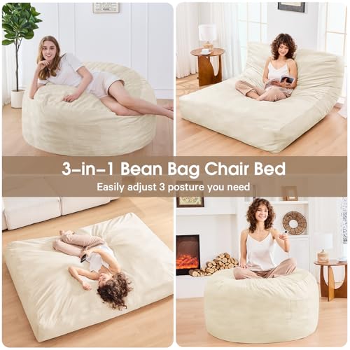 Giant Bean Bag Chair for Adults Convertible Bed with Microfiber Cover Charcoal G62613