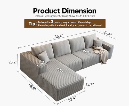 Cloud Modular Sectional Sofa with Ottoman, U Shaped, Black M332378