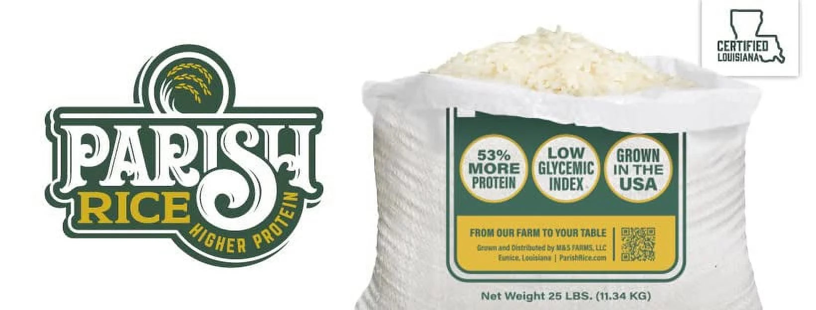 Parish Rice High-Protein Long-Grain White Rice, 5lb Bag K626755