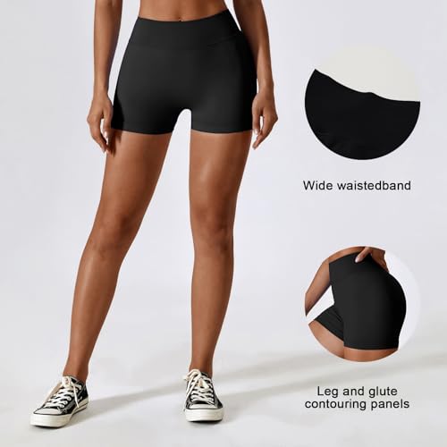 Adisputent Butt Lifting Workout Shorts for Women V Cross Back Seamless High Waisted A322894
