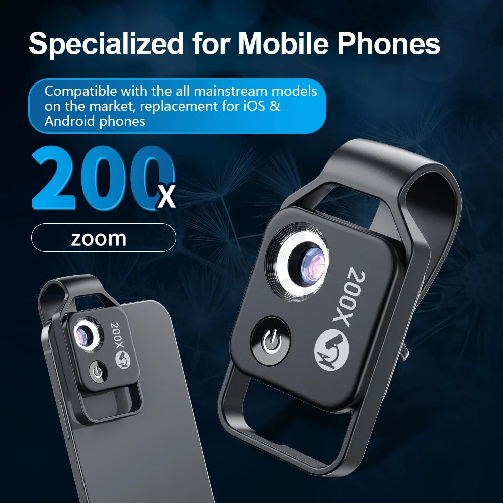 APEXEL MS002 200X Phone Microscope Lens for Plant Skin Examination H697654